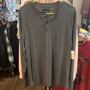 Lucky Brand Charcoal Long Sleeve Tencil Cotton Henley